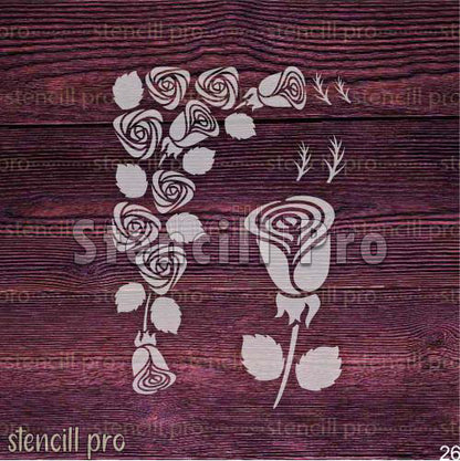 Duvar ve Mobilya Boyama için Gül Çiçeği Büyük Şablon