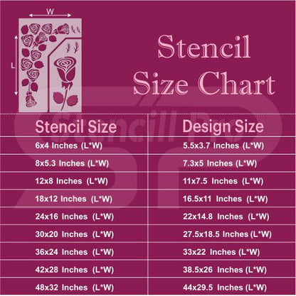 Duvar ve Mobilya Boyama için Gül Çiçeği Büyük Şablon