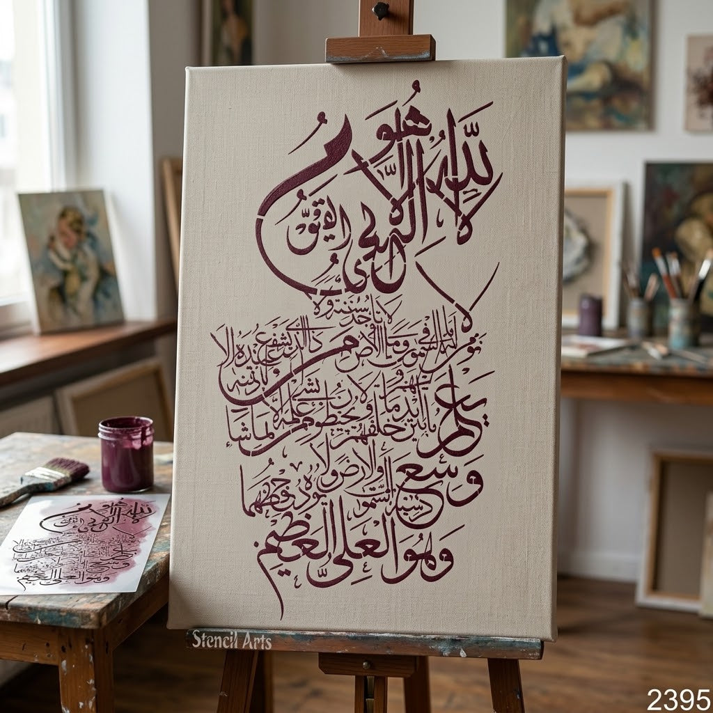 Ayat Ul-Kursi Stencil – Reusable Arabic Calligraphy Islamic Wall Art Template