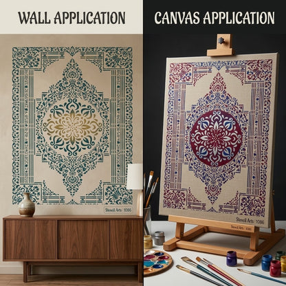 Grand Persian Rug Pattern Stencil – Reusable Large-Scale Rug Design for Carpet and Walls