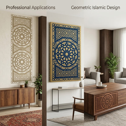 Islamic Geometric Medallion Carpet Stencil – Moroccan Star Lattice Pattern for Floors, Furniture & Walls