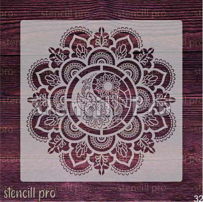 Scrapbooking ve Albümler için Infinity Petals Mandala Dekoratif Şablon