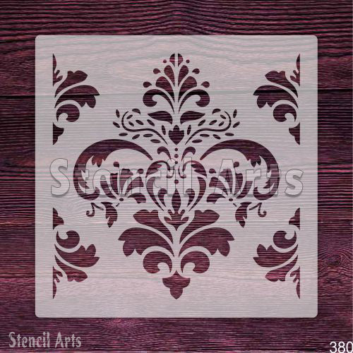 Floral Damask Motif Stencil - Elegant Design for Home Decor