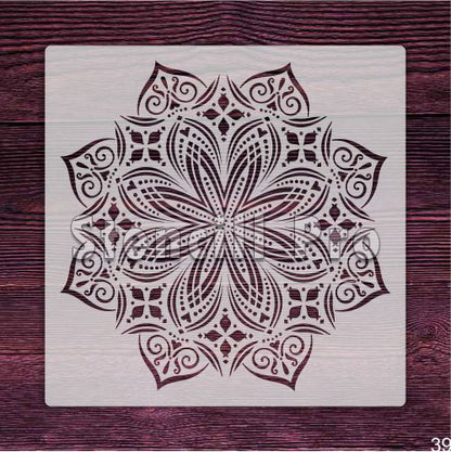 Kendin Yap Ev Dekorasyonu ve Kart Şablonları için Lotus Symphony Mandala Şablonu