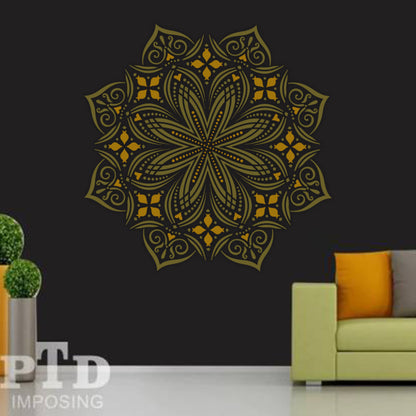 Kendin Yap Ev Dekorasyonu ve Kart Şablonları için Lotus Symphony Mandala Şablonu