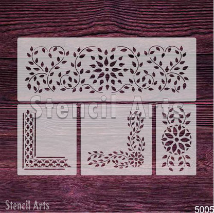 Indian Inlay Furniture Stencil - Traditional Design for Elegant Home Decor, Stencil Arts