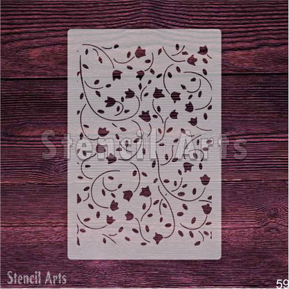 Duvarlar, Mobilyalar ve Kumaş Tasarımları için Violet Vibes Çiçek Desenli Kendin Yap Boyama Şablonu