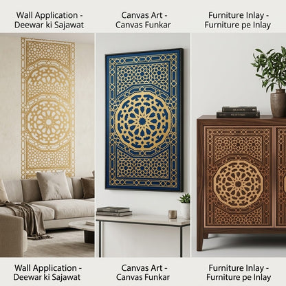 Islamic Geometric Medallion Carpet Stencil – Moroccan Star Lattice Pattern for Floors, Furniture & Walls
