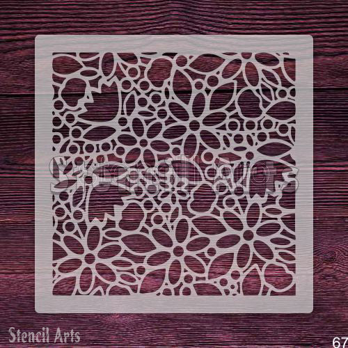 Blissful Blossoms Floral Stencil for Home Wall Decor, Fabric Art, and Floor Painting