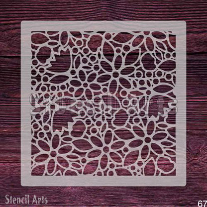 Blissful Blossoms Floral Stencil for Home Wall Decor, Fabric Art, and Floor Painting