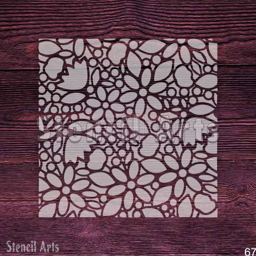Blissful Blossoms Floral Stencil for Home Wall Decor, Fabric Art, and Floor Painting