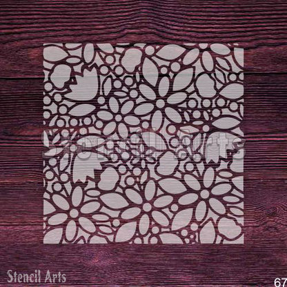 Blissful Blossoms Floral Stencil for Home Wall Decor, Fabric Art, and Floor Painting