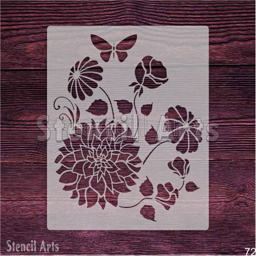 Sunny Blooms Çiçek Dayanıklı Şablonu El Sanatları, Boyama ve Duvar Dekorasyonu için