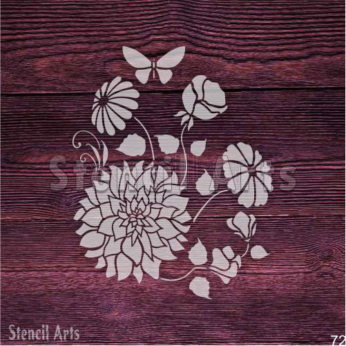 Sunny Blooms Çiçek Dayanıklı Şablonu El Sanatları, Boyama ve Duvar Dekorasyonu için