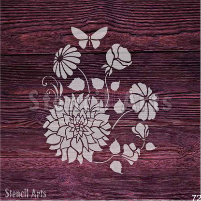 Sunny Blooms Çiçek Dayanıklı Şablonu El Sanatları, Boyama ve Duvar Dekorasyonu için