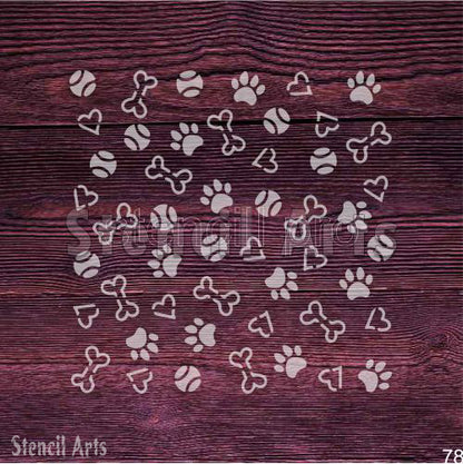 Paw and balls Pattern Stencil for Embossing, Scrapbooking, and Wall Decoration