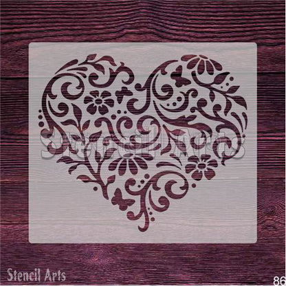 Duvar İçin Çiçekli Kalp Tasarım Şablonu Kendin Yap Ev Sanatı ve El Sanatları İçin Şablon