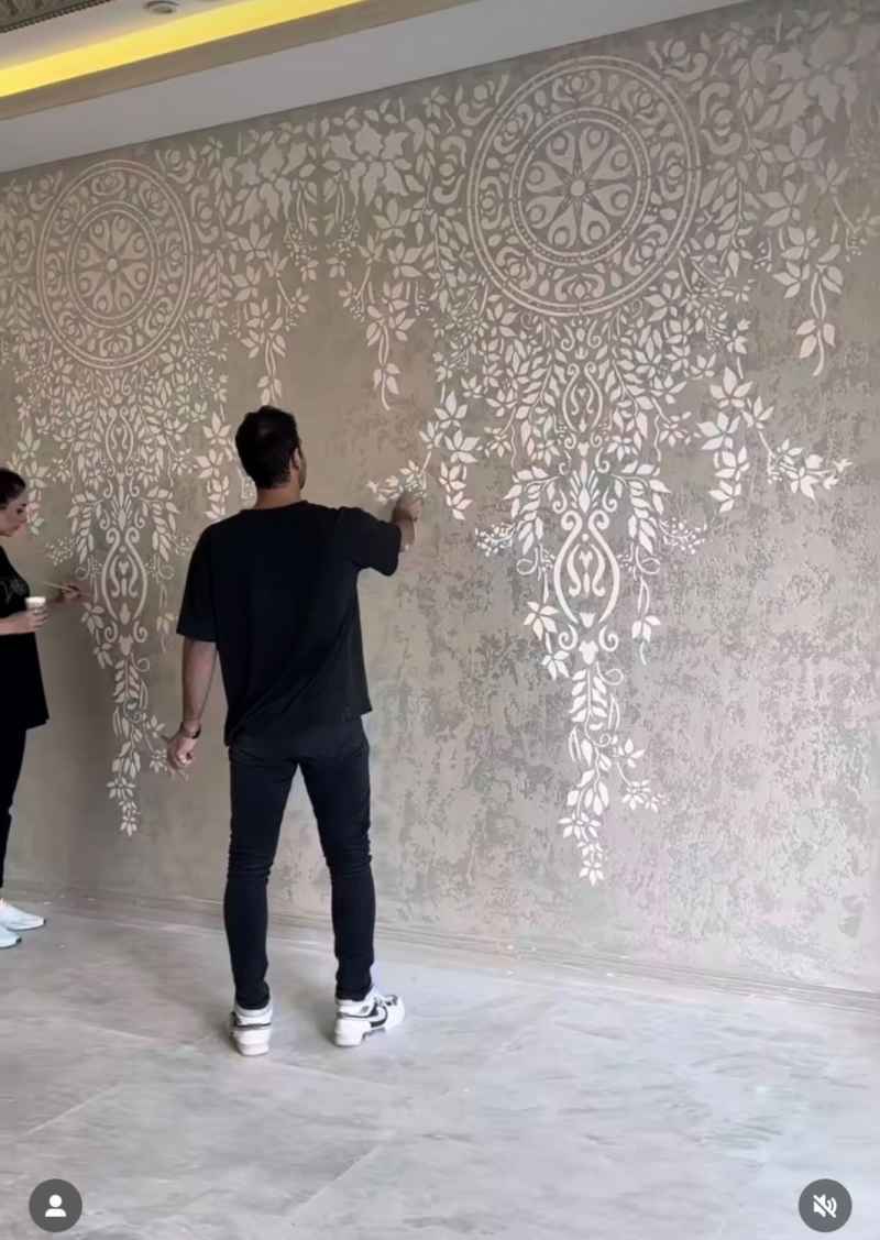 Floral Waterfall Mandala Wall Stencil for Home Decor and painting Furniture