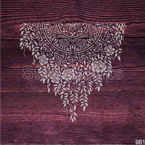 Mandala Floral Rose Hanging Stencil | Boho Corner Wall Art Stencil for Walls, Ceiling & DIY Crafts | Reusable Stencil