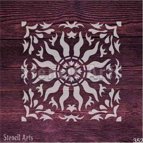 Radiant Sunburst Stencil for DIY wall painting and home décor, Reusable geometric sunburst stencil for furniture and craft projects, Bold sunburst pattern stencil for modern and vintage design styles, Decorative sunburst stencil template for painting on wood, fabric, and walls, Mylar sunburst stencil with a striking solar design for artistic projects, Stencil Arts.
