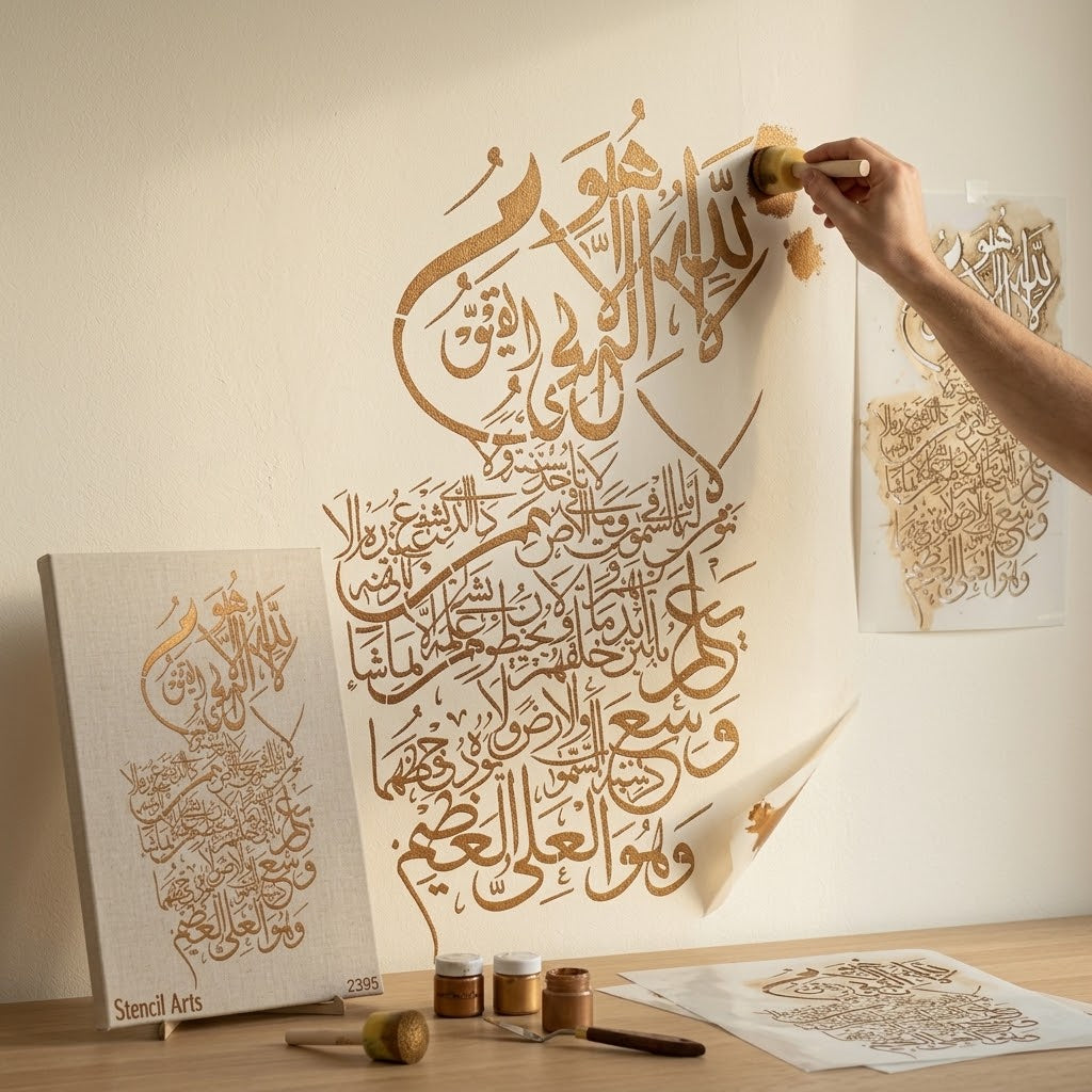 Ayat Ul-Kursi Stencil – Reusable Arabic Calligraphy Islamic Wall Art Template