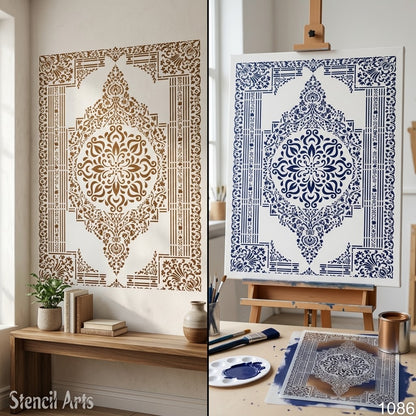 Grand Persian Rug Pattern Stencil – Reusable Large-Scale Rug Design for Carpet and Walls