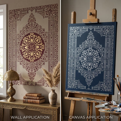 Grand Persian Rug Pattern Stencil – Reusable Large-Scale Rug Design for Carpet and Walls