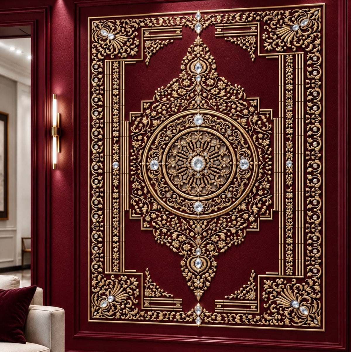 Grand Persian Rug Pattern Stencil – Reusable Large-Scale Rug Design for Carpet and Walls